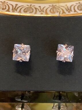 Square Cubic Zirconia Stud Earrings